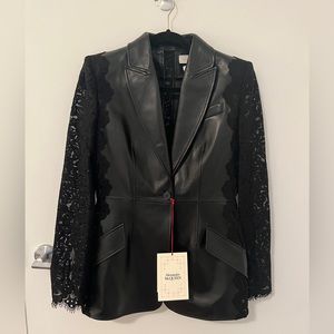 BNWT Alexander McQueen Leather and Lace Blazer